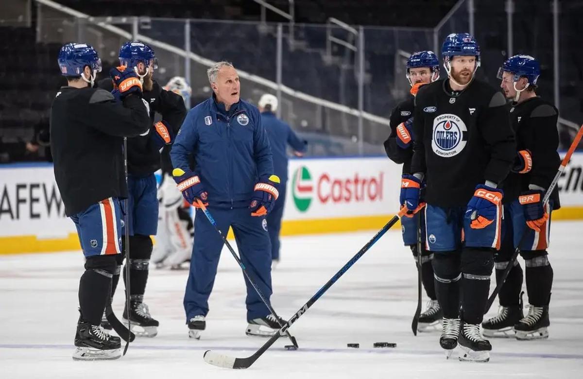Oilers' practice last season. 