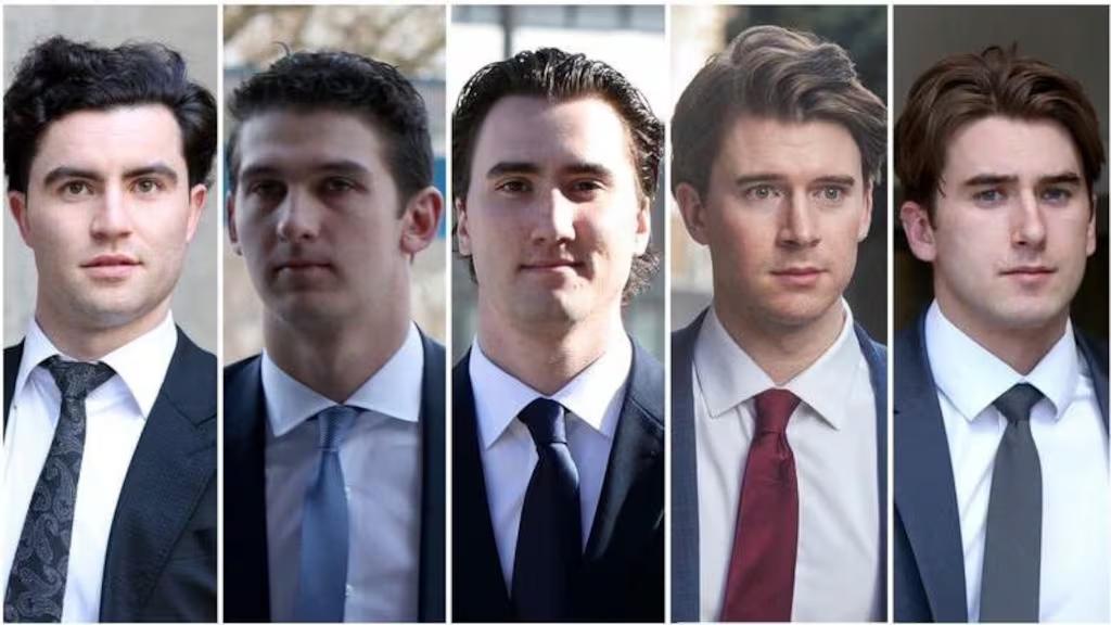 Michael McLeod, Carter Hart, Alex Formenton, Dillon Dubé and Cal Foote