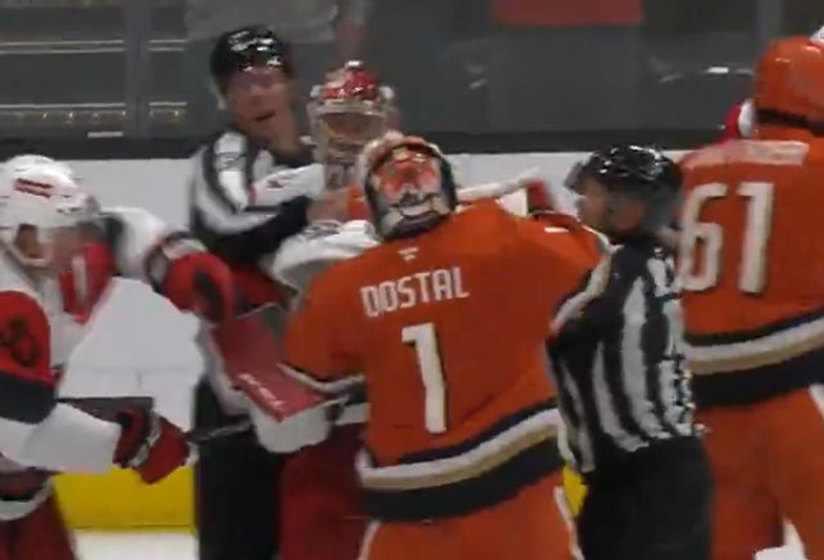 Netminders Frederik Andersen and Lukas Dostal