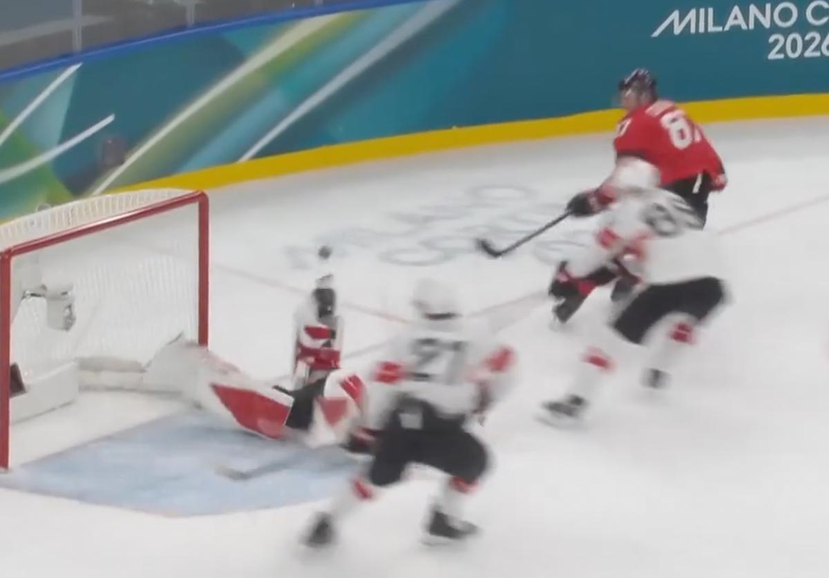 Akira Schmid's save on Sidney Crosby. 