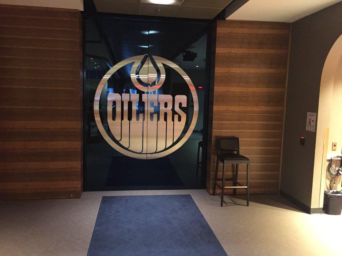 Oilers' dressing room. 