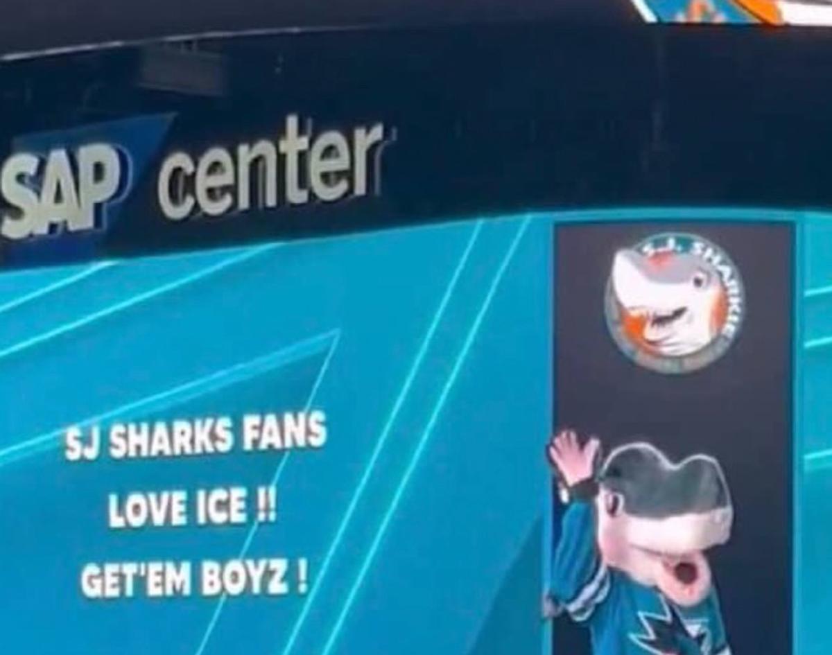 Sharks' jumbotron. 