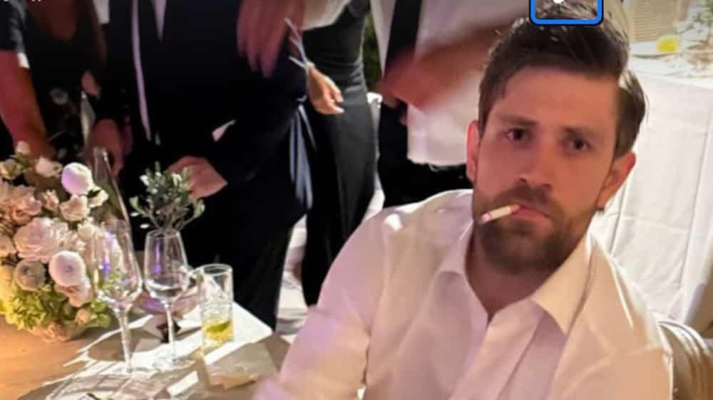 Leon Draisaitl smoking a cigarette. 