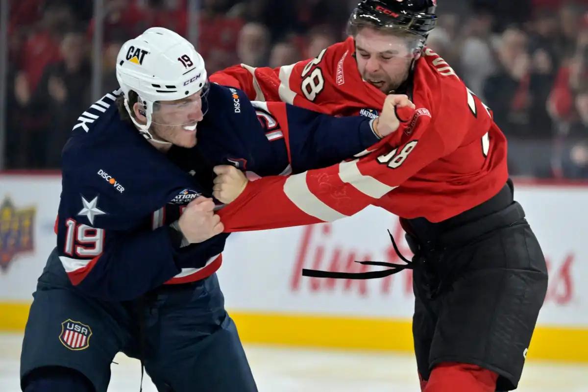 4-nations fight, Canada vs. USA. 