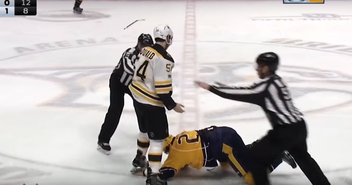 Adam McQuaid shuts the light on Derek Grant!