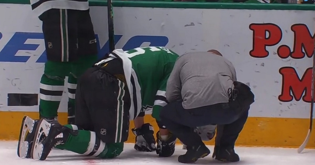 Andrej Sekera avoids serious injury after going head first into the boards.