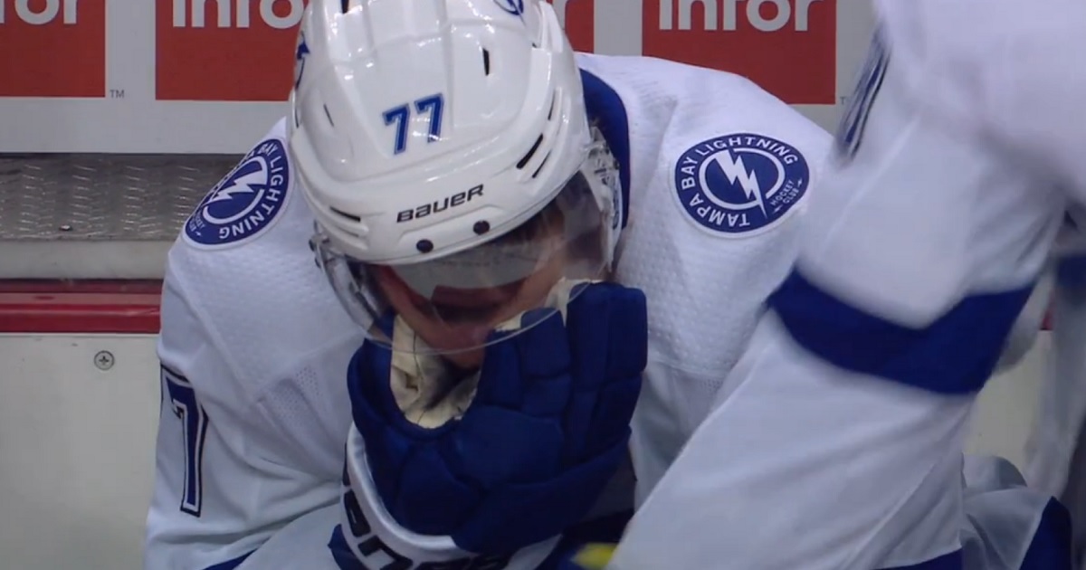 Breaking: Victor Hedman taken out of the game by a referee!