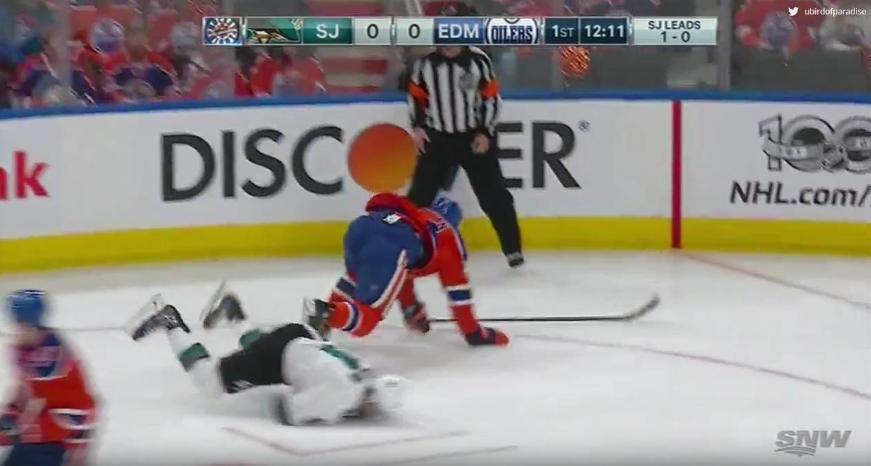 Kassian with the HUGE hit on Dillon. 