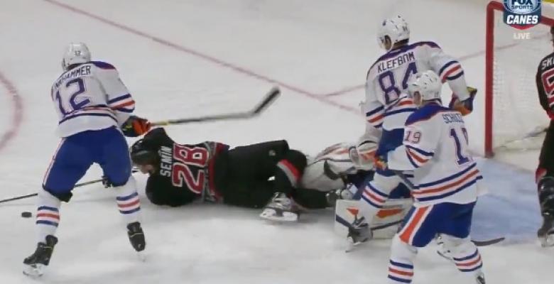 (VIDEO): Hurricanes' Semin scores mind-boggling goal from his stomach!