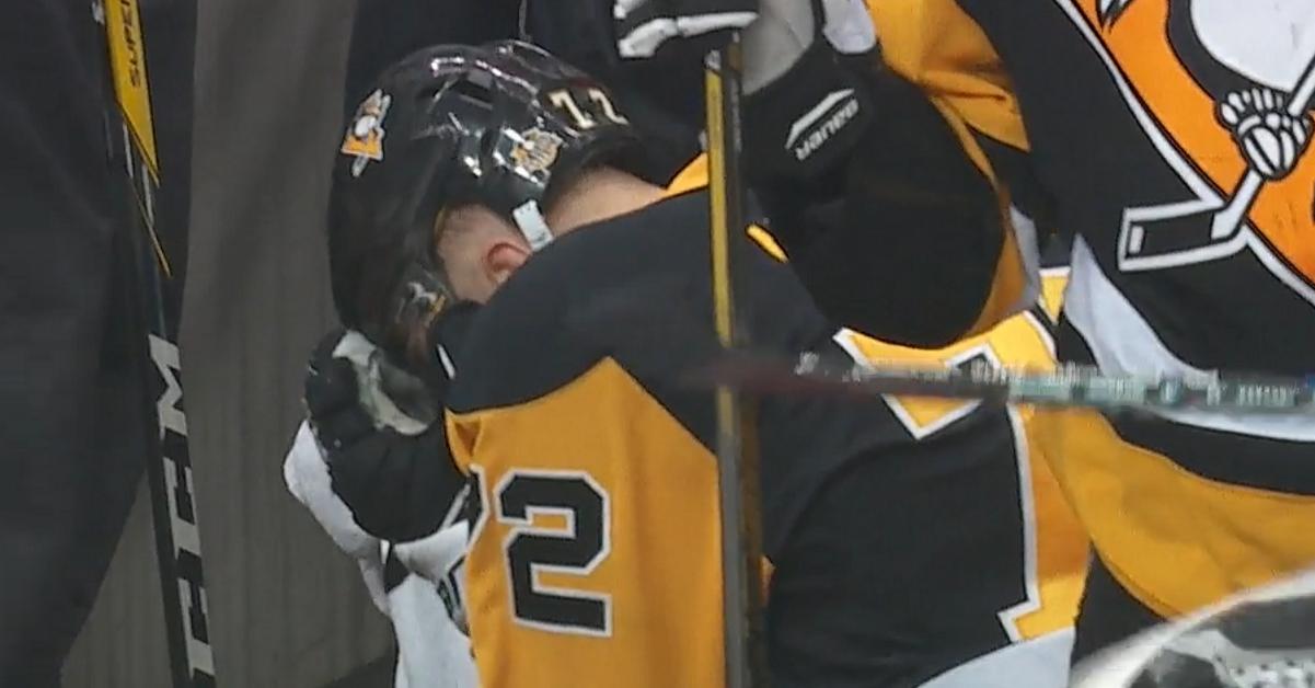 Breaking: Another hard shot from Ovechkin sends another Penguin to the locker room!