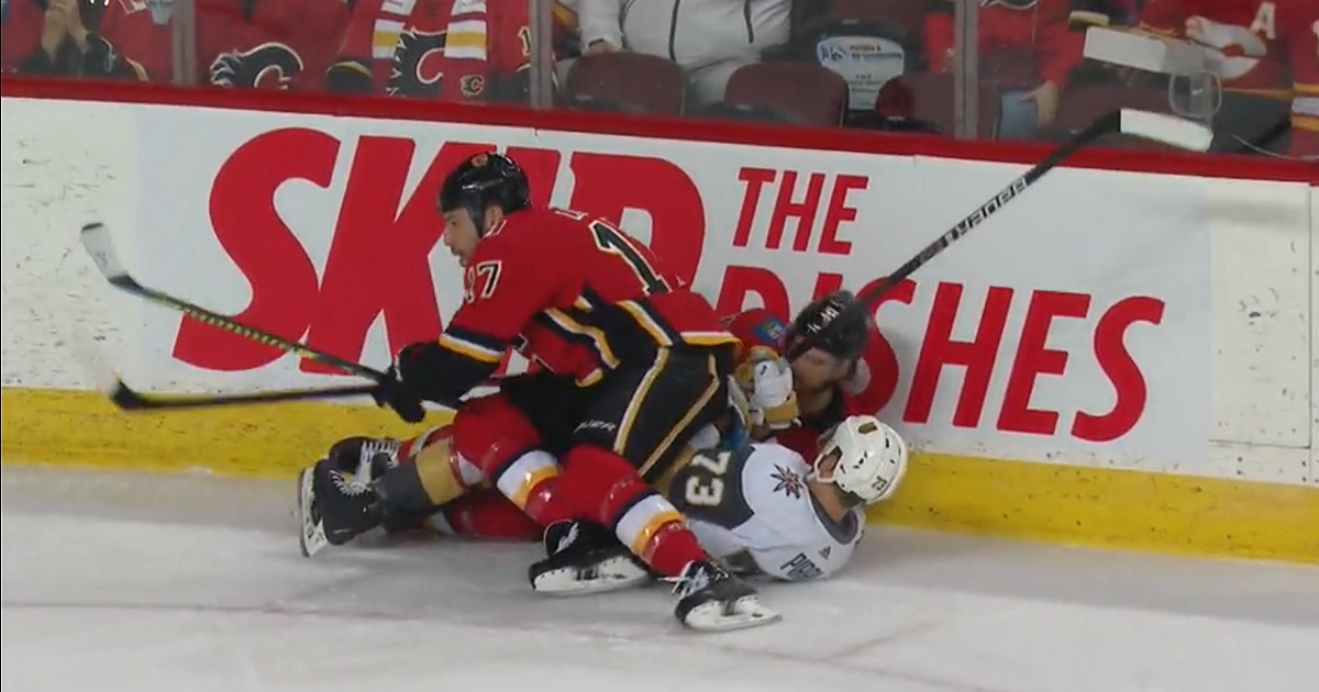 Lucic levels Pirri but injures his own teammate in the process.