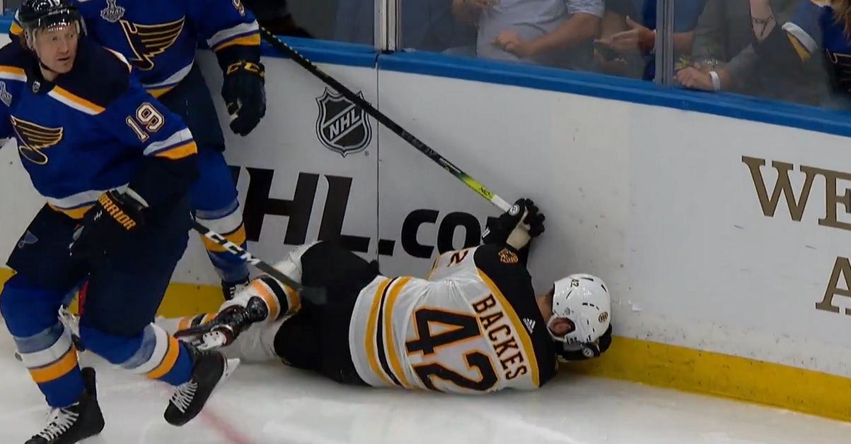 Sammy Blais appears to catch David Backes up high early in Game 3.
