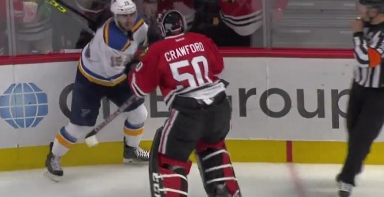 Crawford gets run over and goes right after the player who hit him!