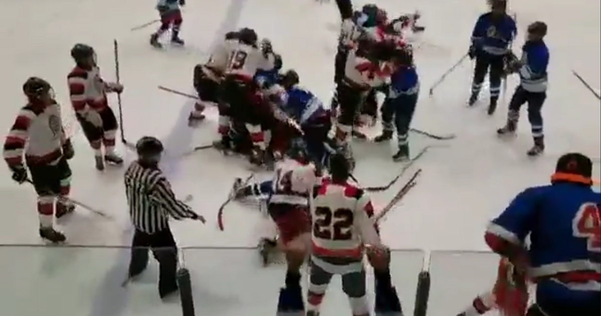 Police get involved after insane youth hockey brawl goes way too far.