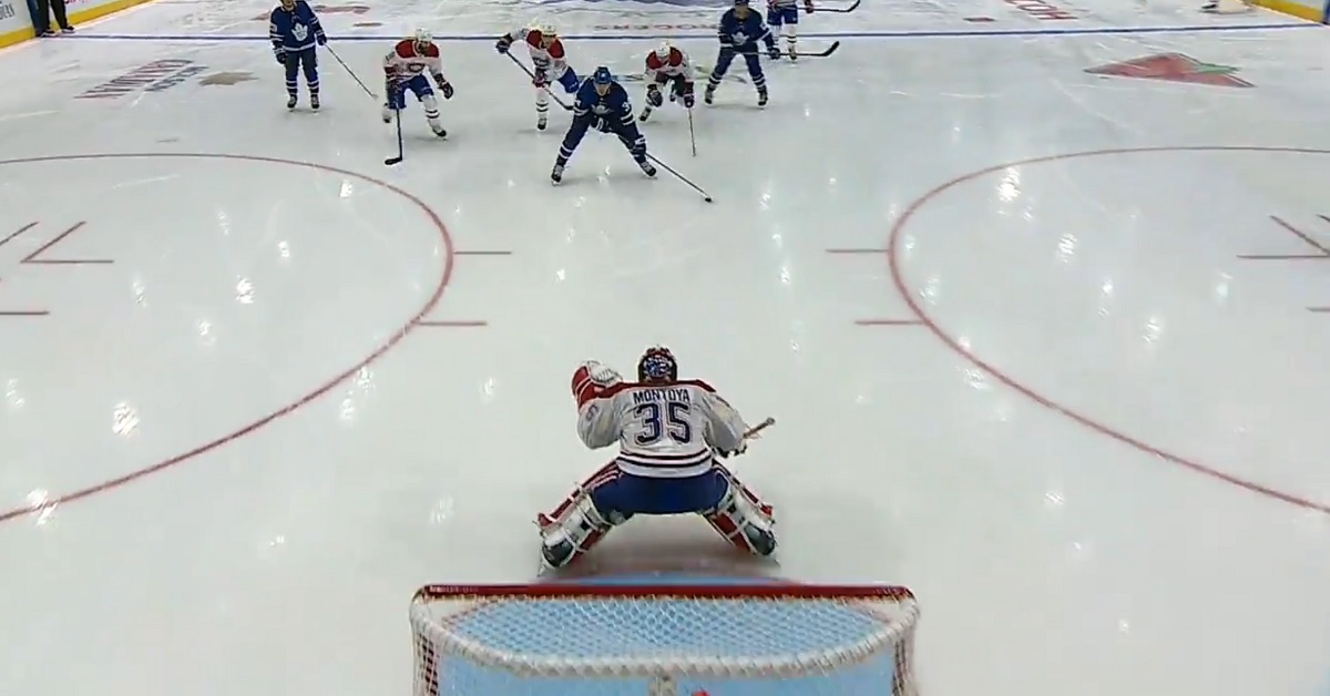 Auston Matthews goes off for a hat trick against the Canadiens.