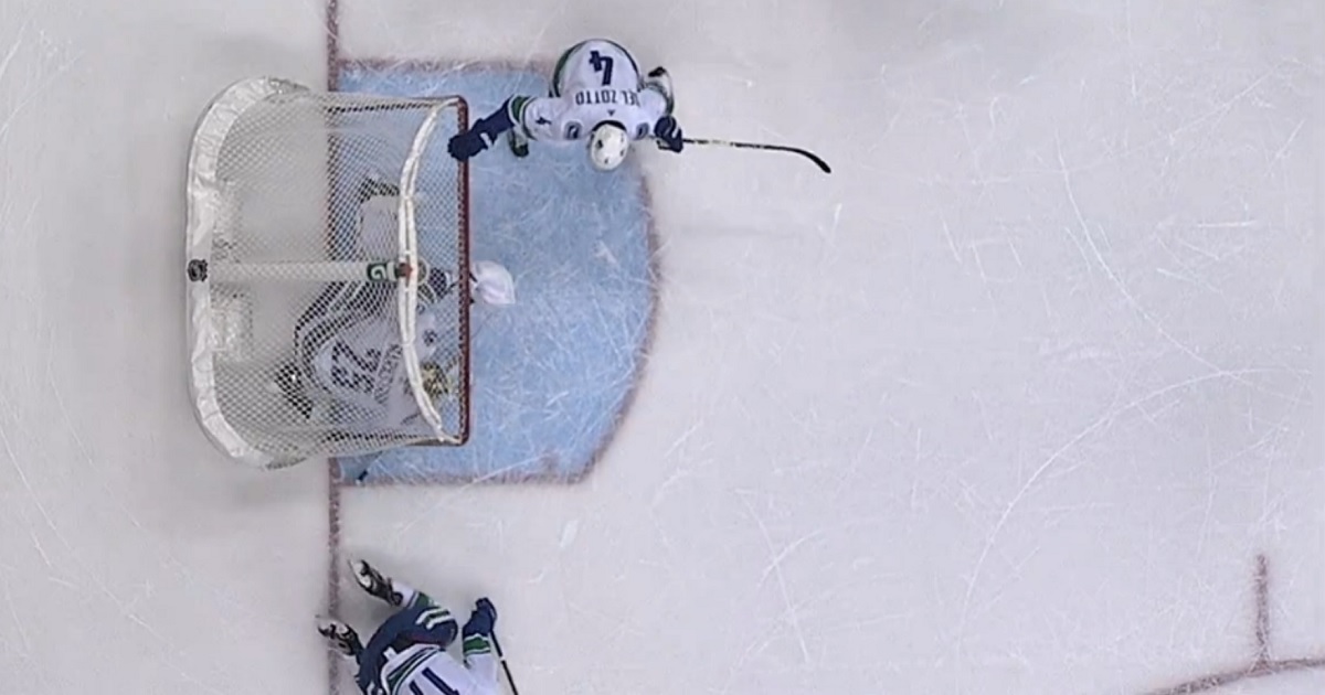 Net literally falls on the goalie, NHL officials still rule a good goal.