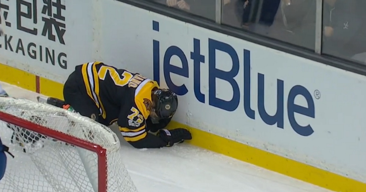 Breaking: Another Bruin goes down after a big hit from behind. 