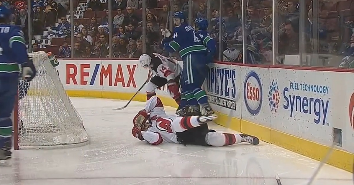 Breaking: NHL veteran leaves the game after sickening, head-first, crash into boards.