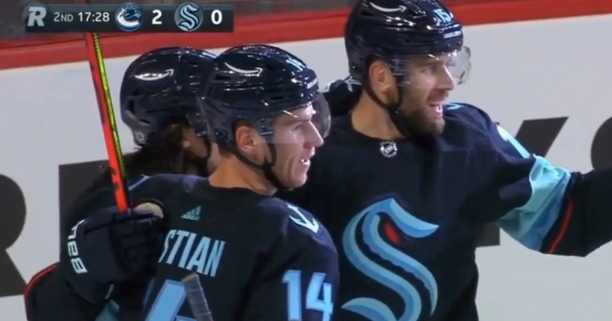 Riley Sheahan records the first preseason goal in Seattle Kraken history.