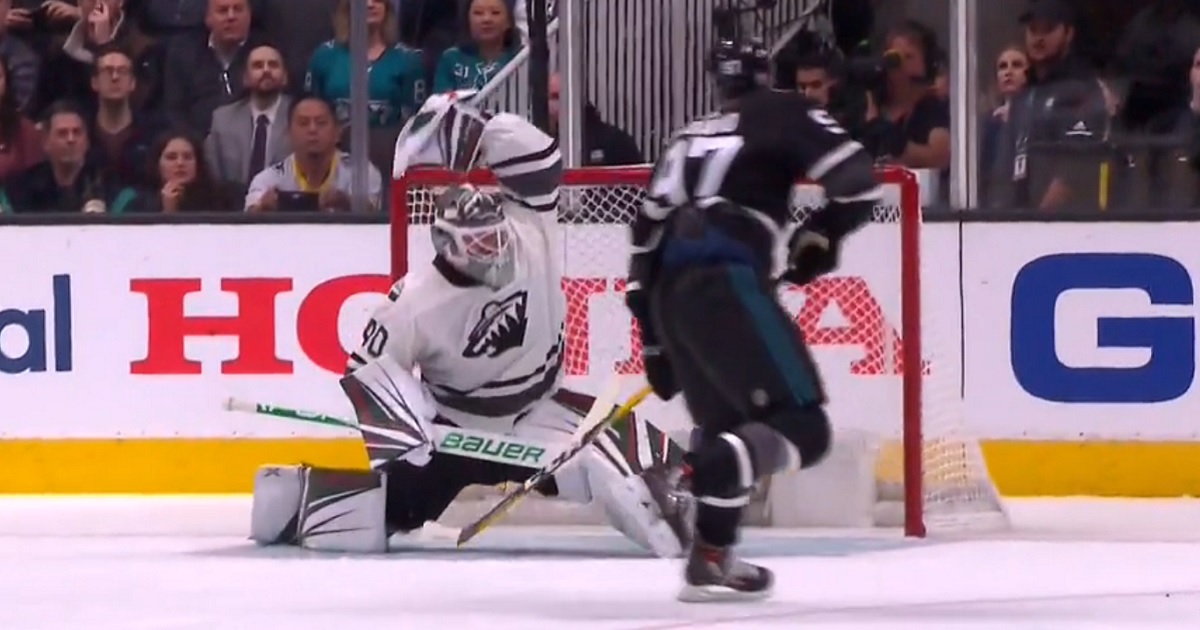 Dubnyk absolutely robs McDavid on the breakway with a huge glove save!