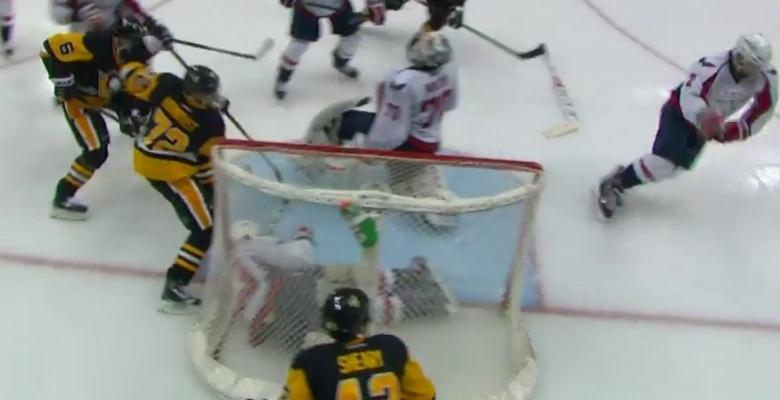 Jay Beagle literally dives into his own net to save the Capitals form elimination.