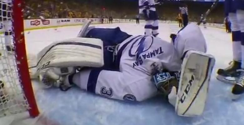 Breaking: Star goaltender injured and carted off on a stretcher in Game 1.