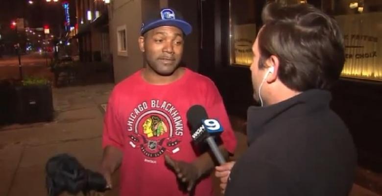 Blackhawks fan delivers the most amazing 15 second interview.