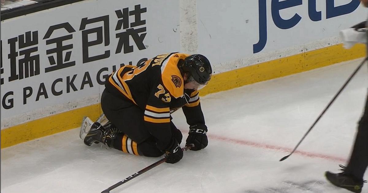 McAvoy shaken up after a big hit in his first game back from concussion.