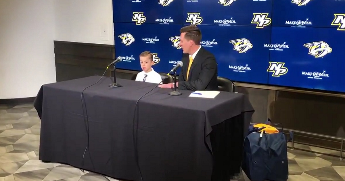 Predators hold a press conference to announce the addition of a very special young man.