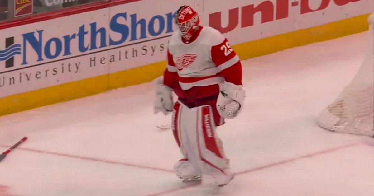 Thomas Greiss finally snaps after another ugly loss for the Red Wings.