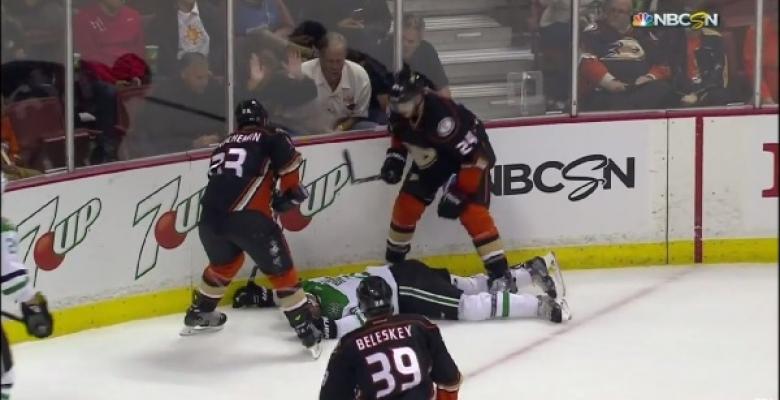 Video: Roussel left writhing in pain after Despres nearly kills him.