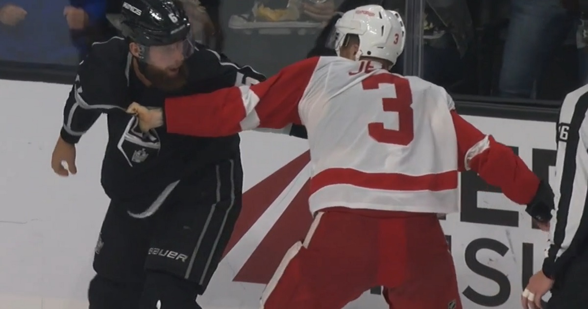 Nick Jensen drops the gloves and dominates the bigger man!