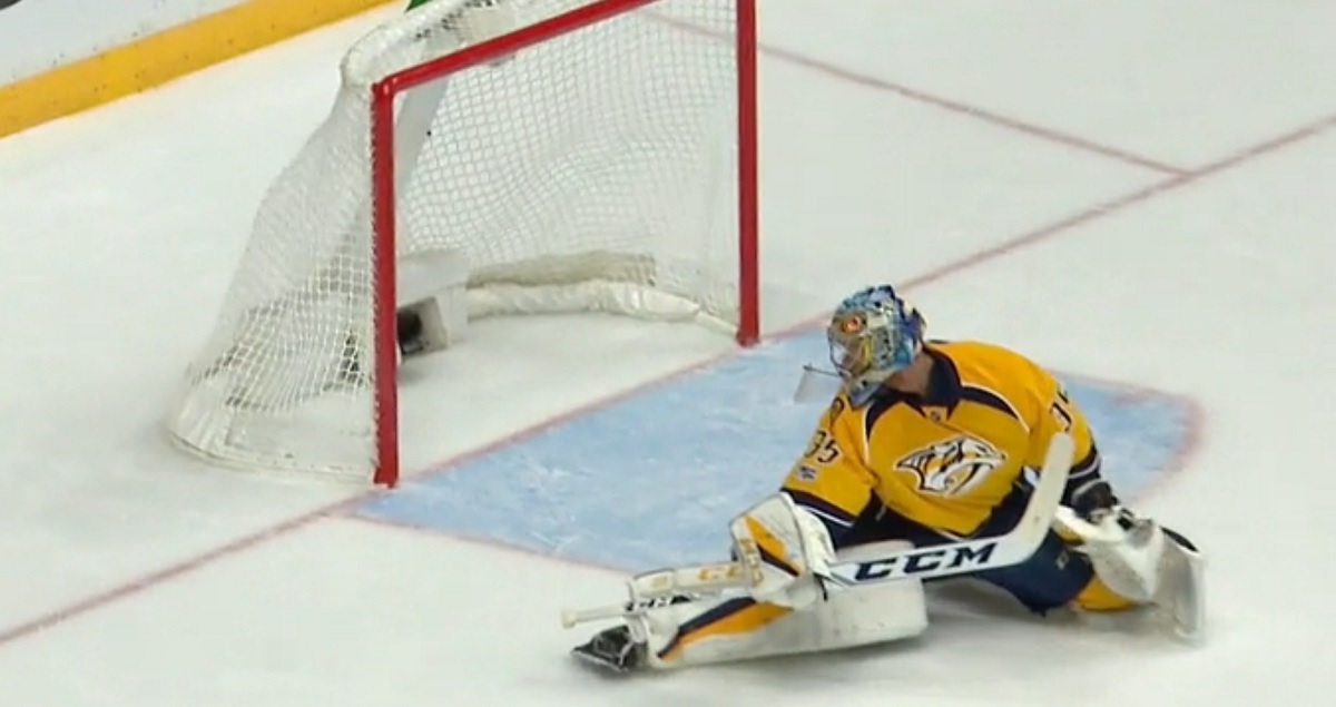 Rinne gives up a bit of a softy early in Game 4.
