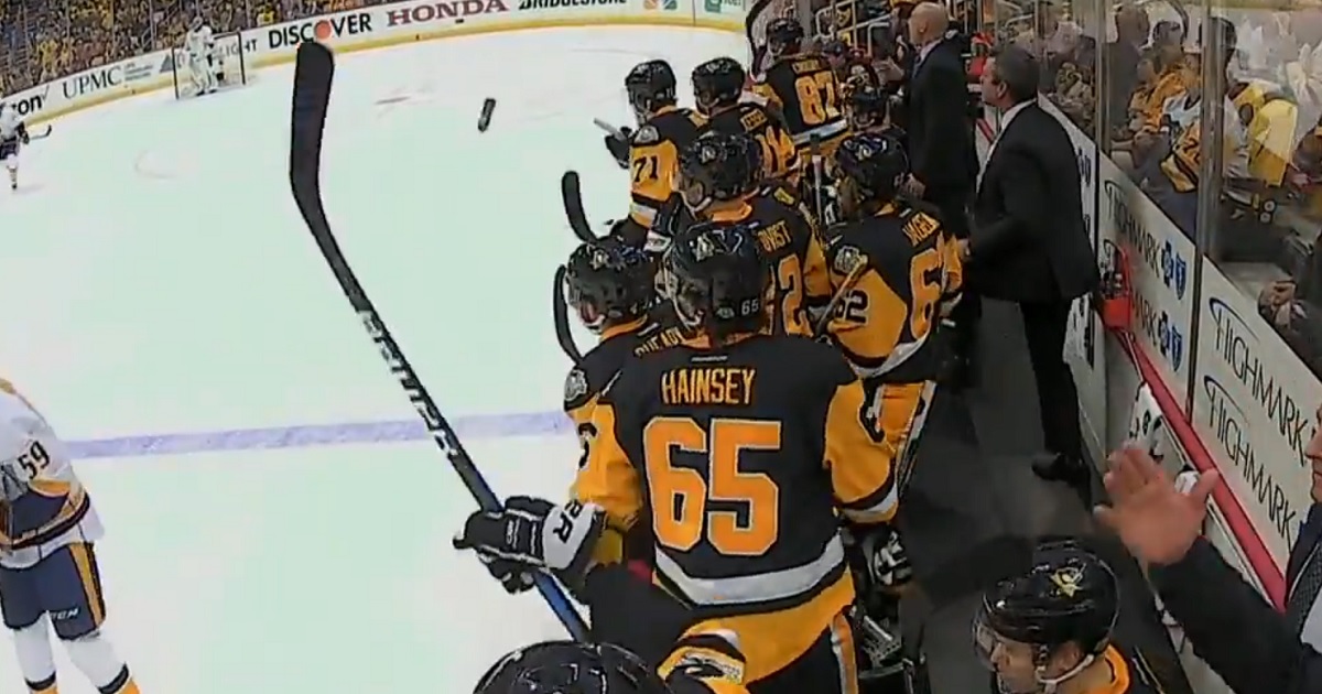 Breaking: Major controversy after Sidney Crosby throws water bottle at player from the bench.