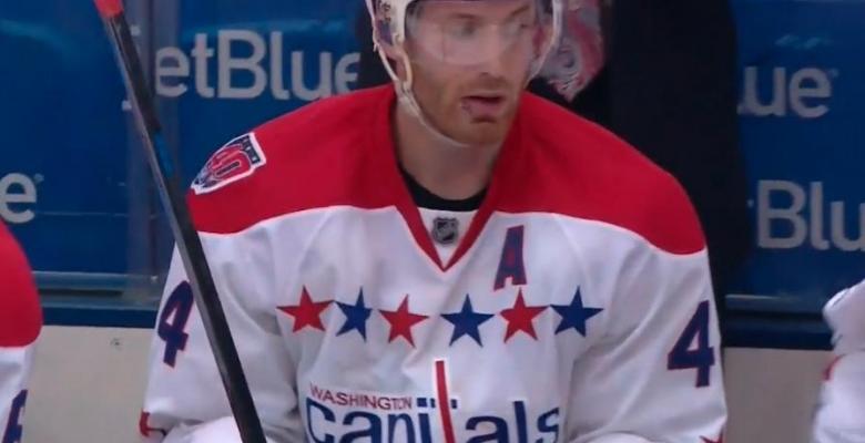 VIDEO: Brooks Orpik takes a skate to the face tonight in the NHL.