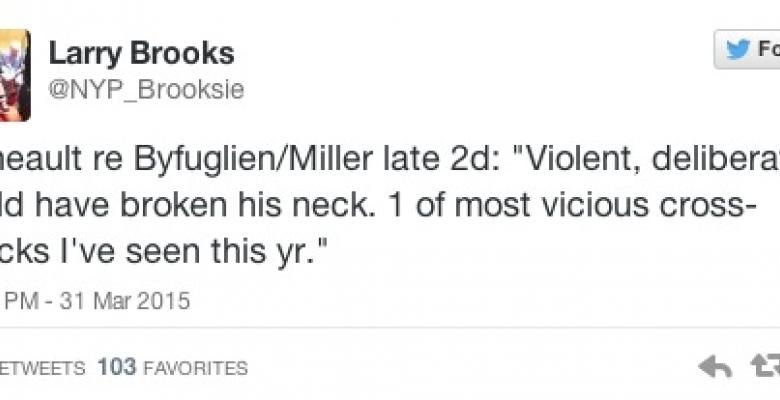 (VIDEO): Dustin Byfuglien with vicious cross-check to back of neck of Miller.