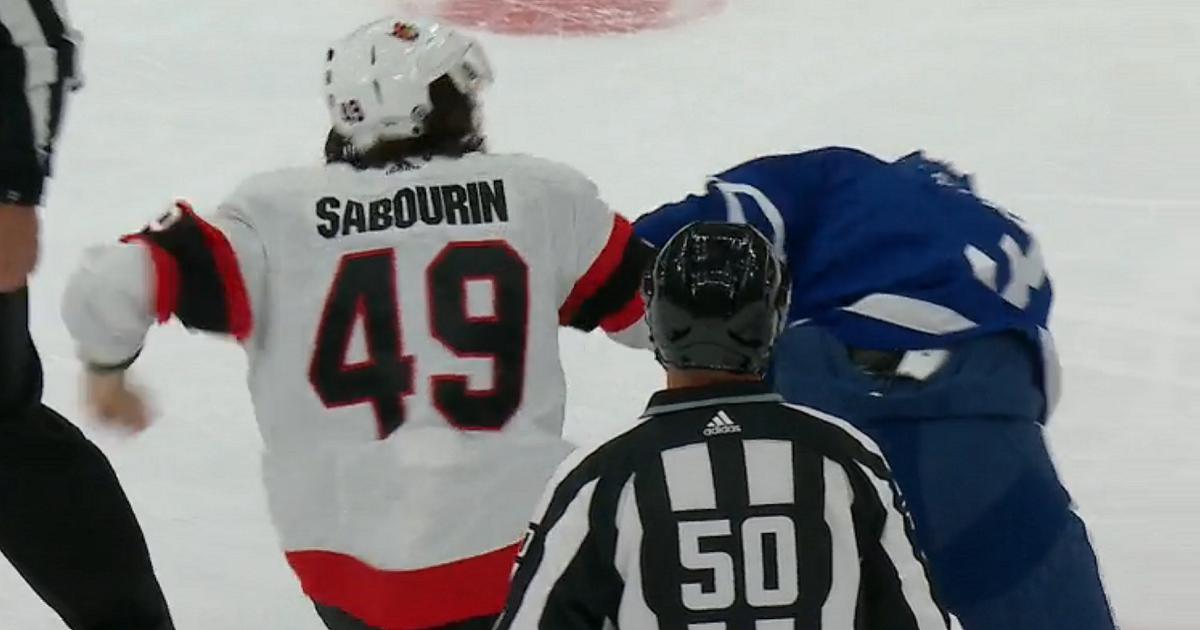 Scott Sabourin and Justin Holl drop the gloves in the final game of the preseason.