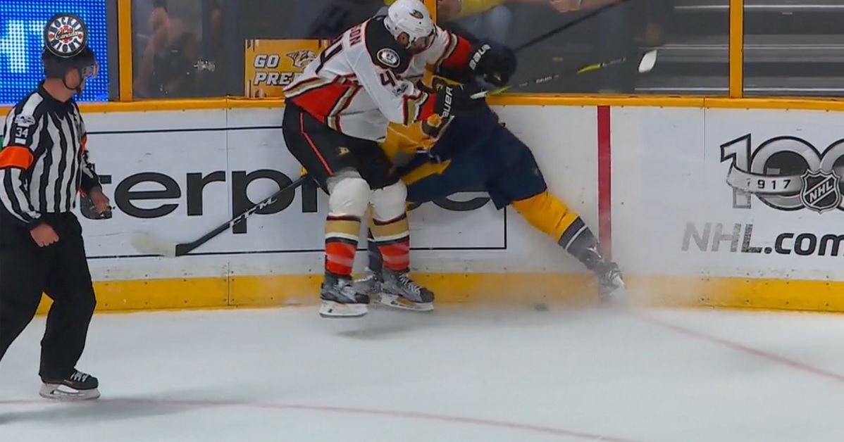 Breaking: Predators forward leaves the game after his head is pancaked into the boards.