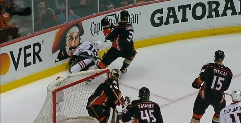 VIDEO: Clayton Stoner takes out two Blackhawks with two cheap shots.