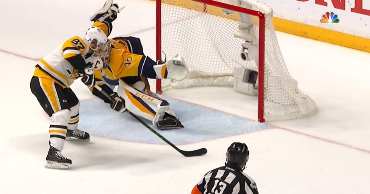 Must see: Crosby scores with a beautiful move on the breakaway.