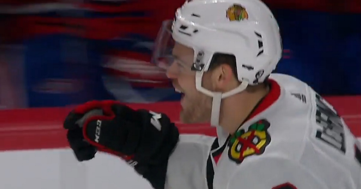 DeBrincat smiles from ear to ear after beating Price for his first career goal.