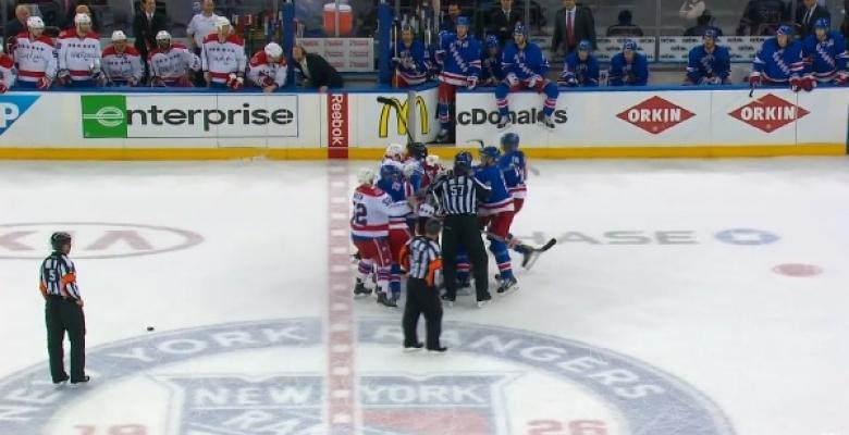 VIDEO: Capitals and Rangers brawl after the game.