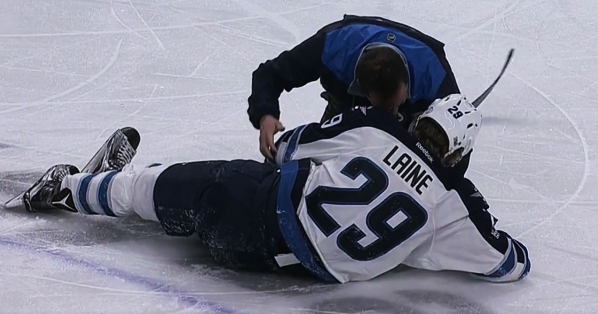 Breaking: Jake McCabe exploded Patrick Laine