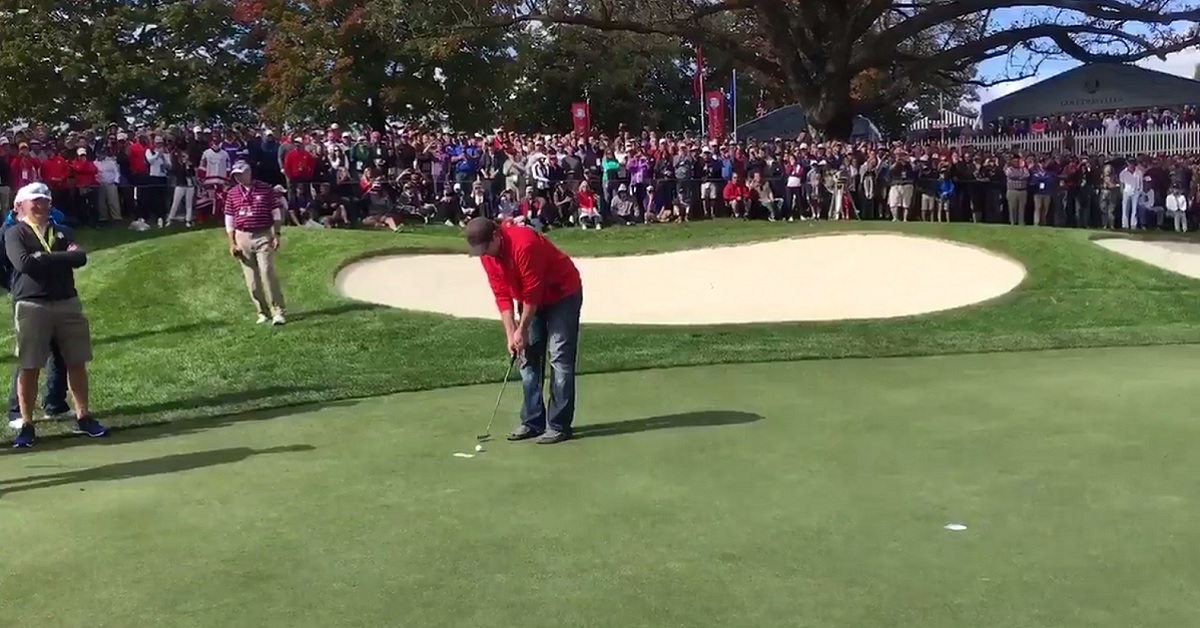 Fan taunts players at the Ryder Cup, gets challenged to a bet, and does the incredible!