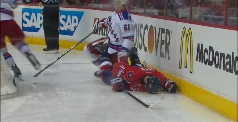 VIDEO: Rick Nash drives Orpik's face into the boards.