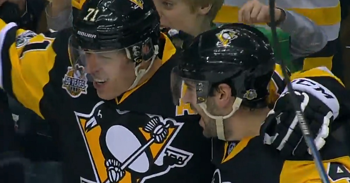 Malkin scores a hat trick in one period on Monday night.