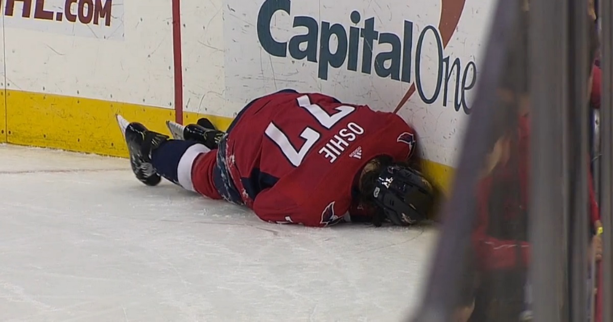 Breaking: NHL star T.J. Oshie gets knocked out by Joe Thornton.