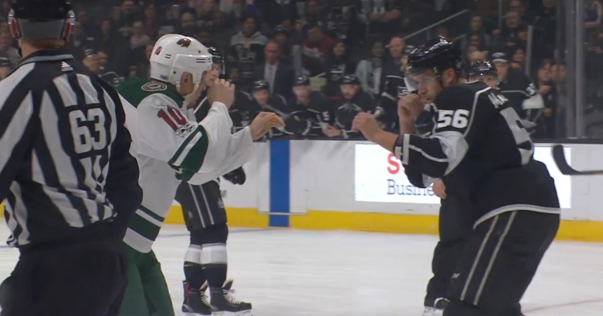 Two NHL enforcers leave each other bloody after epic fight. 