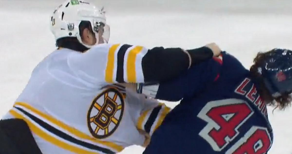 Nick Ritchie and Brendan Lemieux drop the gloves after the final buzzer!