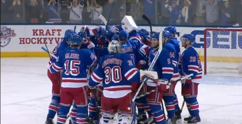 VIDEO: Carl Hagelin scores in OT. Rangers move on Pens are done.